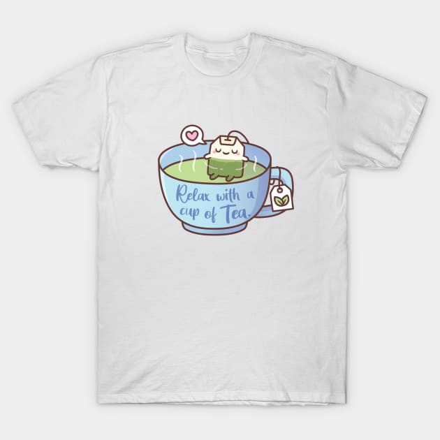 Cute Tea Bag Relax With A Cup Of Tea T-Shirt by rustydoodle